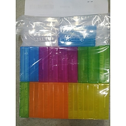 Color mezclado Caja de almacenamiento de batería de plástico, Rectángulo, color mezclado, 4.25x7.7x2.1 cm, tamaño interior: 3.75x7.3 cm, 6 colores, 4 piezas / color, 24 PC / sistema