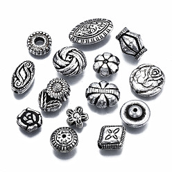Antique Silver CCB Plastic Beads, for DIY Jewelry Making, Mixed Shapes, Antique Silver, 7.5~19x7.5~14x3~8mm, Hole: 1.2~3.5mm