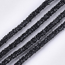 Черный Экологически чистый трубчатый шнур из синтетического каучука из ПВХ, полая труба, с блестка, чёрные, 5~6 мм, отверстие : 2 мм, около 54.68 ярдов (50 м) / пачка