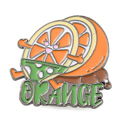 Orange Épingles en émail sur le thème des fruits, broches en alliage de zinc gunmetal pour vêtements de sac à dos, orange, 28x30x1mm