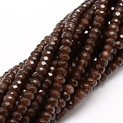 Camel Dyed Natural Malaysia Jade Rondelle Beads Strands, Faceted, Camel, 4x2~3mm, Hole: 1mm, about 115pcs/strand, 14 inch