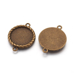 Bronze Antique Support de cabochon en alliage de zinc, plat rond, diy accessoires pour la fabrication de bijoux, sans cadmium et sans nickel et sans plomb, bronze antique, 33x25x3mm, Trou: 2mm
