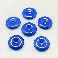 Medium Blue Resin Pendants, Donut/Pi Disc, Medium Blue, 25x6mm, Hole: 5mm