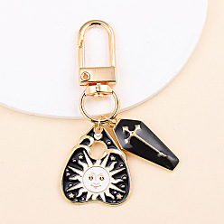 Soleil Porte-clés pendentif en alliage d'émail, pour sac de voiture pendentif, or, soleil, 6~8 cm