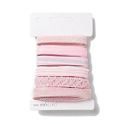 Pink 18 ярдов 6 стилей полиэфирной ленты, для поделок своими руками, бантики для волос и украшение подарка, розовая цветовая палитра, розовые, 3/8~1/2 дюйм (9~12 мм), около 3 ярдов / стиль