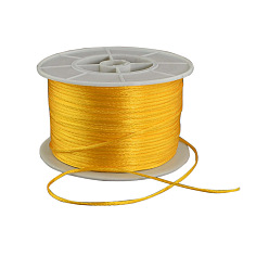 Or Fil de nylon ronde, corde de satin de rattail, pour création de noeud chinois, or, 1mm, 100 yards / rouleau