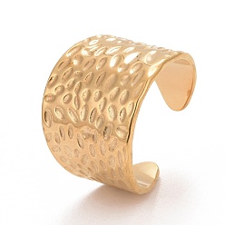 Oro Chapado iónico (ip) 304 anillo abierto de acero inoxidable, anillo texturizado de banda ancha para mujer, dorado, tamaño de EE. UU. 9 (18.9 mm)