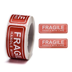 Red Fragile Stickers Handle with Care Warning Packing Shipping Label, Red, 25.3x76mm, 150pcs/roll