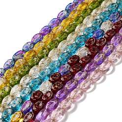 Mixed Color Transparent Glass Beads Strands, Oval, Mixed Color, 11x8x5.5mm, Hole: 1mm, about 32pcs/strand, 13.78 inch(35cm)