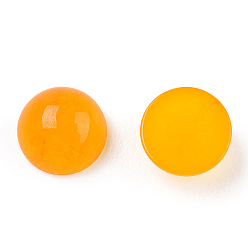 Gold Natural White Jade Cabochons, Dyed, Half Round/Dome, Gold, 8x4mm