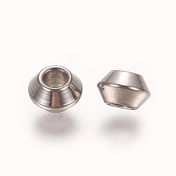 Stainless Steel Color 304 Stainless Steel Spacer Beads, Bicone, Stainless Steel Color, 4x2.5mm, Hole: 1.5mm