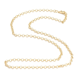 Golden Brass Rolo Chain Necklace Making, with Lobster Claw Clasps, Golden, 17.72 inch(45cm)