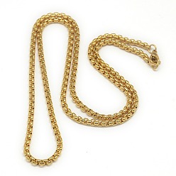 Золотой Модных мужских 201 коробка из нержавеющей стали цепи ожерелья, с карабин-лобстерами , золотые, 21.7 дюйм (55.1 см), 3 мм