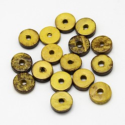 Gold Dyed Donut Coconut Beads, Gold, 9x2~5mm, Hole: 2mm, about 1612pcs/500g
