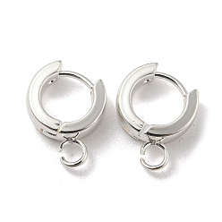 Silver 201 Stainless Steel Huggie Hoop Earrings Findings, with Vertical Loop, with 316 Surgical Stainless Steel Earring Pins, Ring, Silver, 11x4mm, Hole: 2.7mm, Pin: 1mm