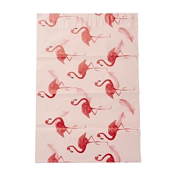 Flamingo Shape PE Plastic Self-Adhesive Packing Bags, Misty Rose, Rectangle, Flamingo Pattern, 37.5~37.7x25.4~25.5x0.01cm