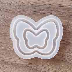 Blanc Moules en silicone de qualité alimentaire en forme de papillon double diy, moules à sables mouvants, moules de résine, pour la résine UV, fabrication artisanale de résine époxy, blanc, 47x56x13mm, diamètre intérieur: 38x49 mm