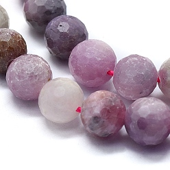 Ruby Natural Ruby/Red Corundum Beads Strands, Faceted, Round, 9mm, Hole: 1mm, about 45pcs/Strand, 15.55 inch(39.5 cm)