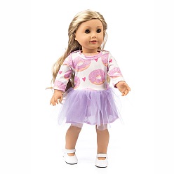 Lilac Flower Pattern Cotton Doll Dress, Doll Clothes Outfits, Fit for American 18 inch Girl Dolls, Lilac, 235mm
