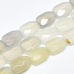 Natural Agate Natural White Agate Beads Strands, Faceted, Calabash, 16~16.5x12x6mm, Hole: 1mm, about 12pcs/strand, 7.8 inch