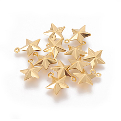 Golden 304 Stainless Steel Charms, Star, Golden, 14.7x12.3x4.3mm, Hole: 1mm