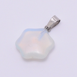 Opalite Opalite Pendants, with Stainless Steel Fiding, Flower, 25x19x6mm, Hole: 2.5x6mm