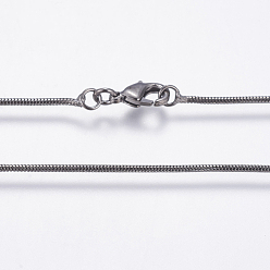 Bronze Colliers de chaîne en laiton de placage de rack respectueux de l'environnement, chaîne serpent ronde, plaqué longue durée, sans nickel et sans plomb, gris anthracite, 16.9 pouce (43 cm), 1.2mm