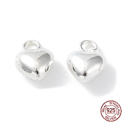 Silver 925 Sterling Silver Charms, Heart, Silver, 6x4x2.5mm, Hole: 1.2mm