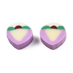 Plum Handmade Polymer Clay Beads, Peach, Plum, 9~9.5x9.5~10x4.5mm, Hole: 1.2~1.8mm