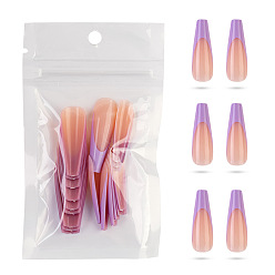 Lilac 20Pcs 10 Size Trapezoid Plastic False Nail Tips, Full Cover Press On False Nails, Nail Art Detachable Manicure, for Practice Manicure Nail Art Decoration Accessories, Lilac, 26~32x7~14mm, 2Pcs/size