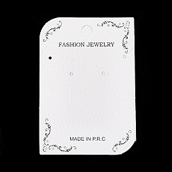 Blanc Fumé Cartes d'affichage de bijoux de papier, cartes d'affichage de boucles d'oreilles et colliers, rectangle, fumée blanche, 7.5x5.1x0.05 cm, trou: 6 mm et 2 mm