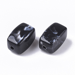 Черный Акриловые бусины, Стиль имитация драгоценных камней, кубоид, чёрные, 13x7.5x7.5 мм, отверстия: 1.6 mm, о 700 шт / 500 г.
