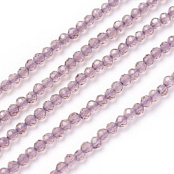 Prune Chapelets de perles en verre transparentes  , facette, ronde, pourpre, 2mm, Trou: 0.5mm, Environ 164~182 pcs/chapelet, 14.8~15.7 pouce (37.5~40 cm)