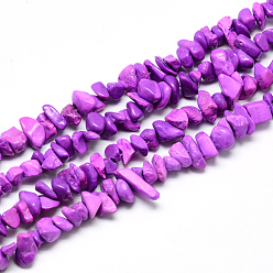 Medium Orchid Synthetic Turquoise Beads Strands, Dyed, Chip, Medium Orchid, 5~13x5~13x1~7mm, Hole: 1mm, about 240~420pcs/strand, 34.6 inch