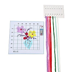 Colorido Kits de principiantes de punto de cruz diy con patrón de flores, kit de punto de cruz estampado, incluyendo tela estampada 11ct, hilo y agujas para bordar, instrucciones, colorido, 195~198x195~204x1 mm