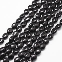 Black Onyx Natural Black Onyx Beads Strands, Grade A, Dyed & Heated, Oval, 8x6x4.5mm, Hole: 1mm, about 48pcs/strand, 15.16 inch~15.35 inch