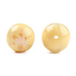 Lemon Chiffon Flower Opaque Resin Beads, Round, Lemon Chiffon, 20x19mm, Hole: 2mm