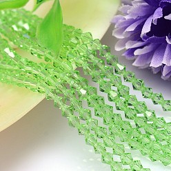 Light Green Faceted Imitation Austrian Crystal Bead Strands, Grade AAA, Bicone, Light Green, 6x6mm, Hole: 0.7~0.9mm, about 68pcs/strand, 15.7 inch