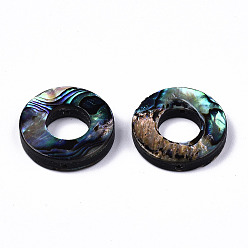 Coloré Coquille d'ormeau naturel / perles de coquille de paua, donut, colorées, 18.5x3.5mm, Trou: 1mm