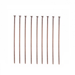 Red Copper Jewelry Findings, Brass Flat Head Pins, Cadmium Free & Nickel Free & Lead Free, Red Copper, 0.7x40mm, about 8220pcs/1000g