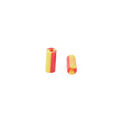 Orange Red Opaque Colours Two Tone Seed Glass Bugle Beads, Round Hole, Round Bugle, Orange Red, 4~8.5x2mm, Hole: 0.6~0.8mm, about 450g/Pound