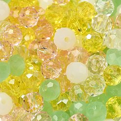 Champagne Yellow Glass Beads, Faceted, Rondelle, Champagne Yellow, 4x3mm, Hole: 0.4mm, about 6800pcs/500g