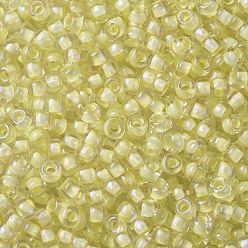 (182) Inside Color Luster Crystal Soft Yellow TOHO Round Seed Beads, Japanese Seed Beads, (182) Inside Color Luster Crystal Soft Yellow, 8/0, 3mm, Hole: 1mm, about 1110pcs/50g