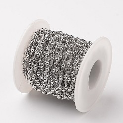 Stainless Steel Color 304 Stainless Steel Ball Link Chains, Soldered, Decorative Chains, with Spool, Stainless Steel Color, 3.5mm, about 32.8 Feet(10m)/roll
