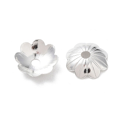 925 Sterling Silver Plated Brass Bead Caps, Cadmium Free & Lead Free, Flower, 925 Sterling Silver Plated, 8x8x2mm, Hole: 1.6mm