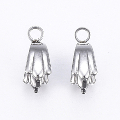 Stainless Steel Color 201 Stainless Steel Pendant Pinch Bails, Stainless Steel Color, 14x12x5.5mm, Hole: 2.5mm