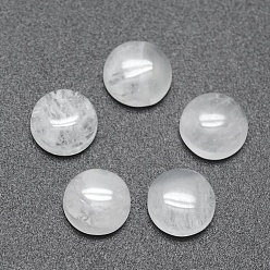 Cristal de cuarzo Cabujones de cristal de cuarzo natural, cabujones de cristal de roca, plano y redondo, 8x3~4 mm