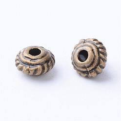Antique Bronze Tibetan Style Alloy Spacer Beads, Rondelle, Cadmium Free & Nickel Free & Lead Free, Antique Bronze, 5x3mm, Hole: 1mm, about 5500pcs/1000g