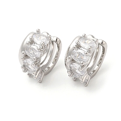 Crystal Platinum Plated Brass Cuff Earrings with Rhinestone for Women, Crystal, 15x16x9mm