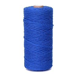 Blue 100M Round Cotton Braided Cord, for DIY Handmade Tassel Embroidery Craft, Blue, 3mm, about 109.36 Yards(100m)/Roll